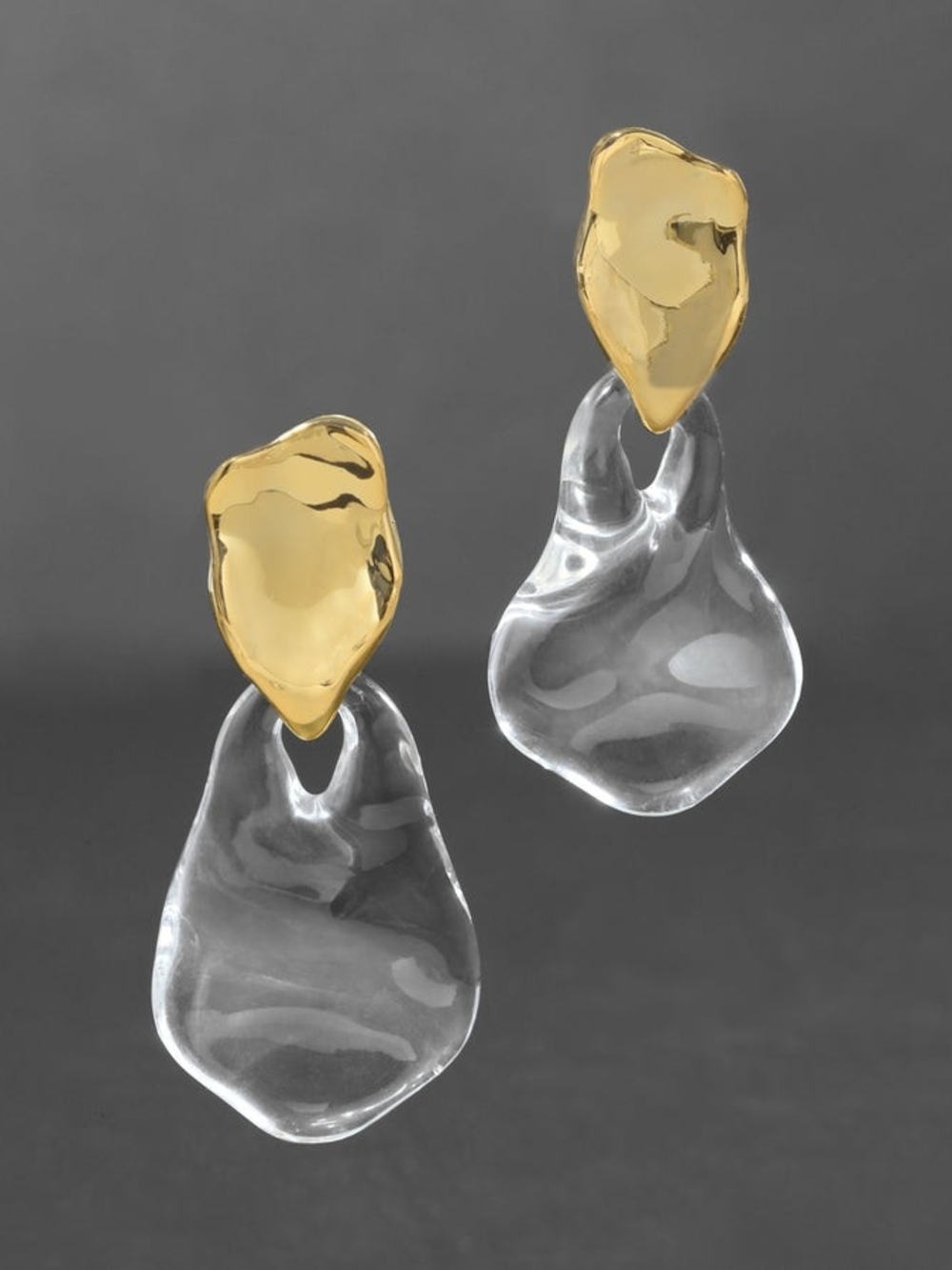 Alexis Bittar Gold and Clear Organic Drop Earrings